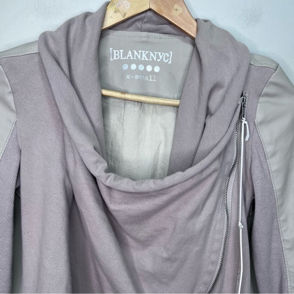 BLANK NYC The Draped Jacket Vegan Leather Size XS NWT Neutral Minimalist - Picture 4 of 10